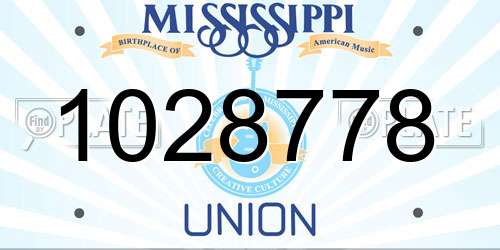 1028778 Mississippi License Plate