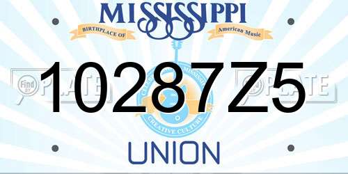10287Z5 Mississippi License Plate