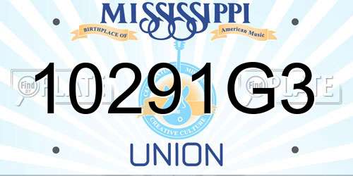 10291G3 Mississippi License Plate