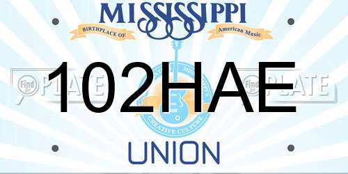 102HAE Mississippi License Plate