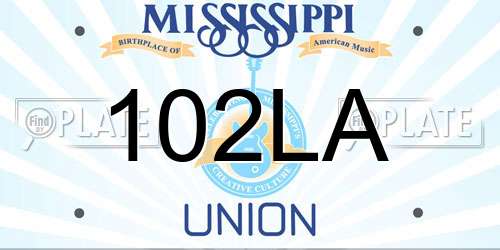 102LA Mississippi License Plate