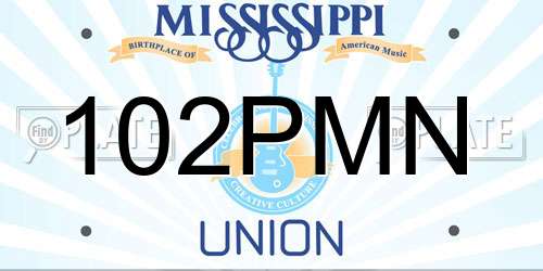 102PMN Mississippi License Plate
