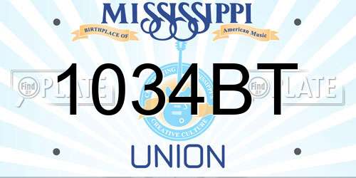 1034BT Mississippi License Plate
