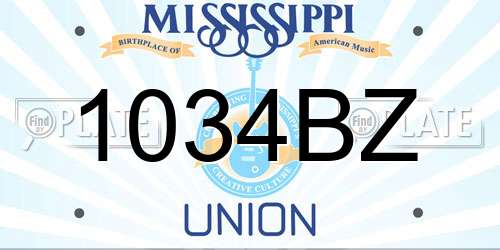 1034BZ Mississippi License Plate