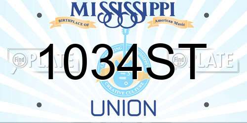 1034ST Mississippi License Plate