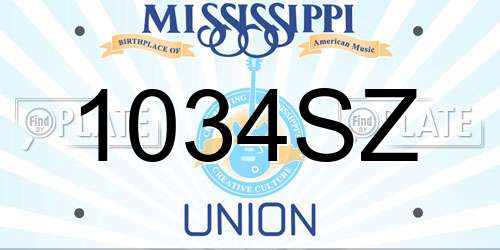 1034SZ Mississippi License Plate