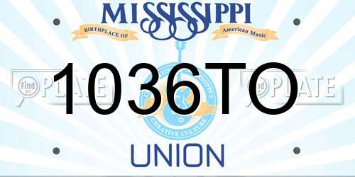 1036TO Mississippi License Plate