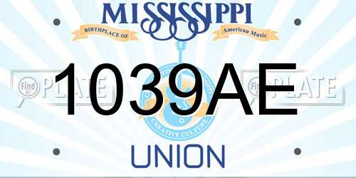 1039AE Mississippi License Plate