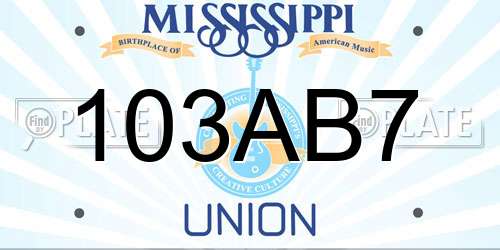 103AB7 Mississippi License Plate