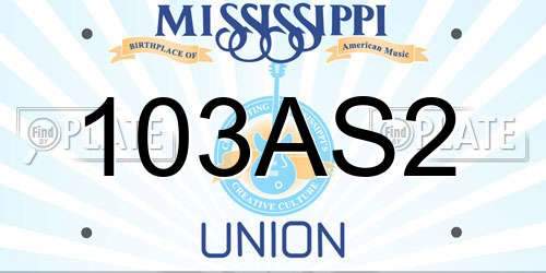 103AS2 Mississippi License Plate