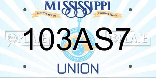 103AS7 Mississippi License Plate