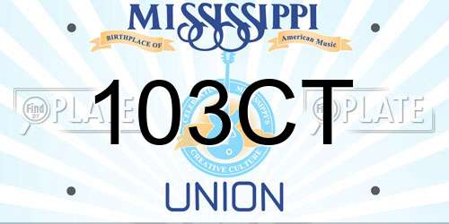 103CT Mississippi License Plate