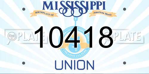 10418 Mississippi License Plate