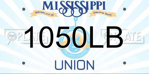 1050LB Mississippi License Plate