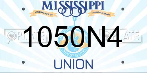 1050N4 Mississippi License Plate