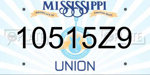 10515Z9 Mississippi License Plate