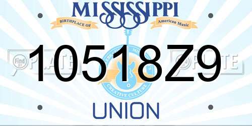 10518Z9 Mississippi License Plate
