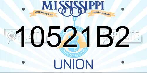 10521B2 Mississippi License Plate