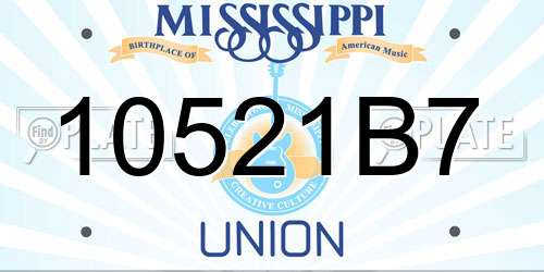 10521B7 Mississippi License Plate
