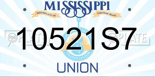 10521S7 Mississippi License Plate