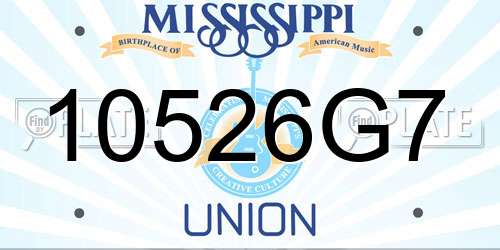 10526G7 Mississippi License Plate
