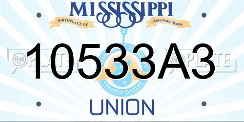 10533A3 Mississippi License Plate