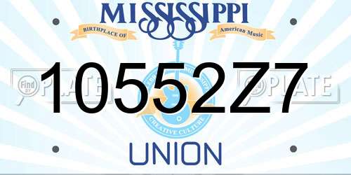 10552Z7 Mississippi License Plate