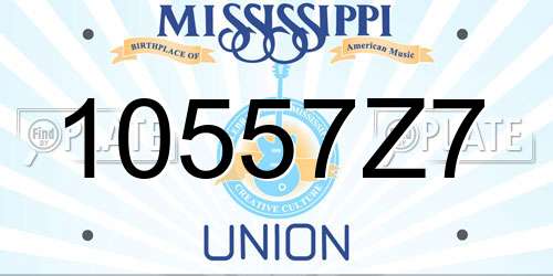 10557Z7 Mississippi License Plate