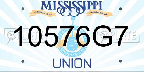 10576G7 Mississippi License Plate