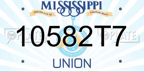 10582T7 Mississippi License Plate