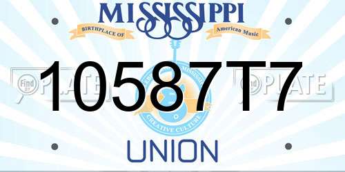 10587T7 Mississippi License Plate