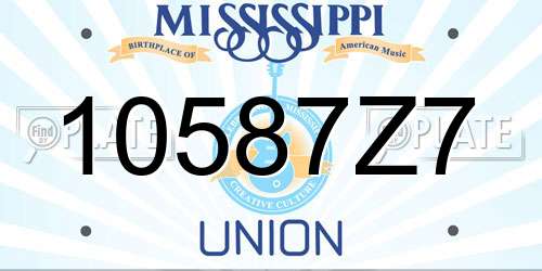 10587Z7 Mississippi License Plate