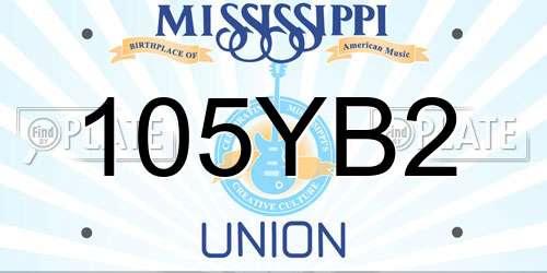 105YB2 Mississippi License Plate