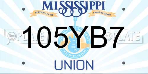 105YB7 Mississippi License Plate