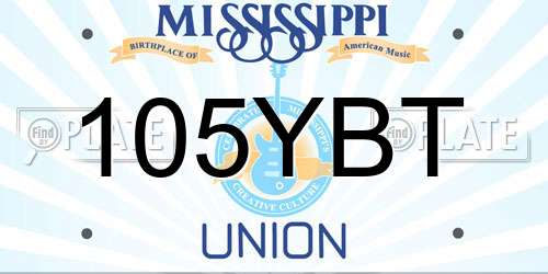 105YBT Mississippi License Plate