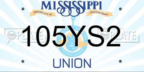 105YS2 Mississippi License Plate