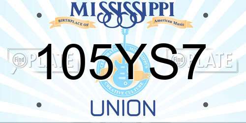 105YS7 Mississippi License Plate