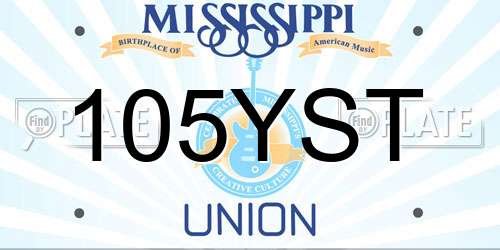 105YST Mississippi License Plate