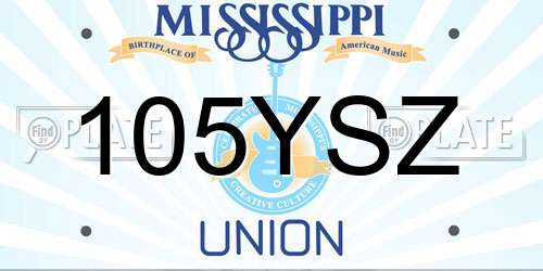 105YSZ Mississippi License Plate