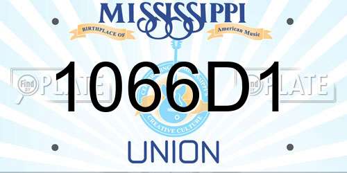 1066D1 Mississippi License Plate