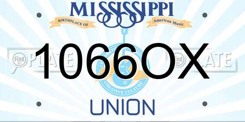 1066OX Mississippi License Plate