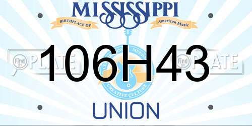 106H43 Mississippi License Plate