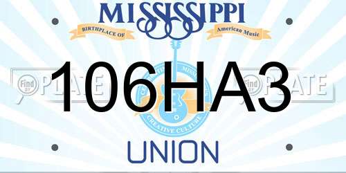 106HA3 Mississippi License Plate