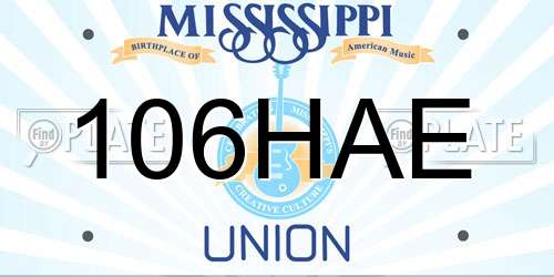 106HAE Mississippi License Plate