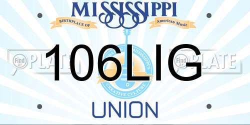 106LIG Mississippi License Plate