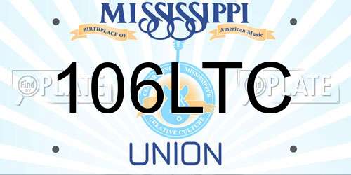 106LTC Mississippi License Plate