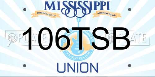 106TSB Mississippi License Plate