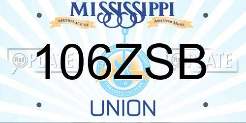 106ZSB Mississippi License Plate
