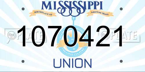 1070421 Mississippi License Plate