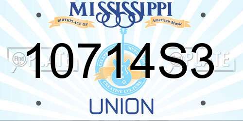 10714S3 Mississippi License Plate